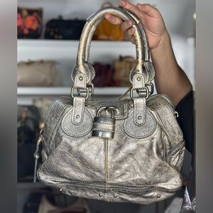 Chloe Paddington Metallic Silver Leather Satchel